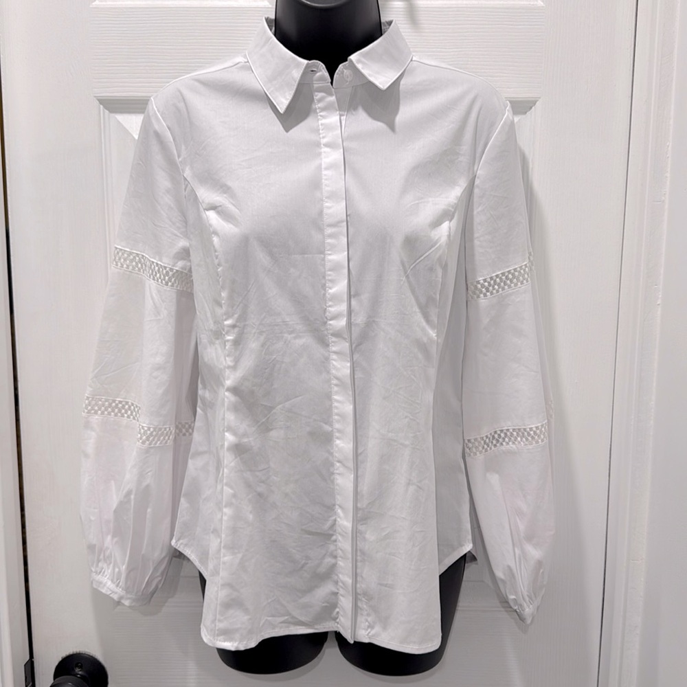 Sunday In Brooklyn Lace Detail Long Sleeved Button Down Shirt